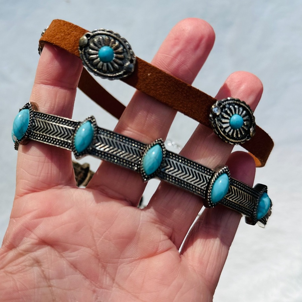 Turquoise choker necklace set